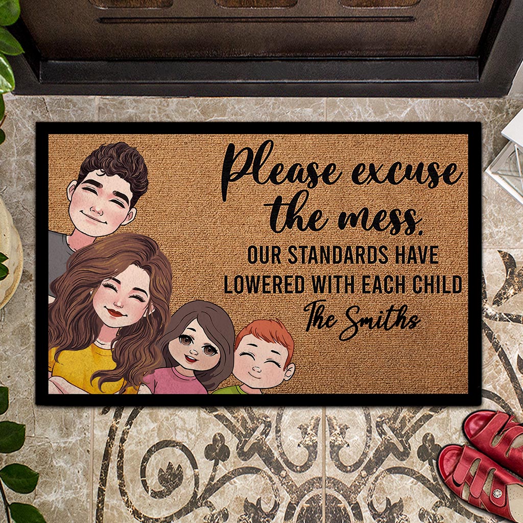 Please Excuse The Mess - Personalized Family Doormat