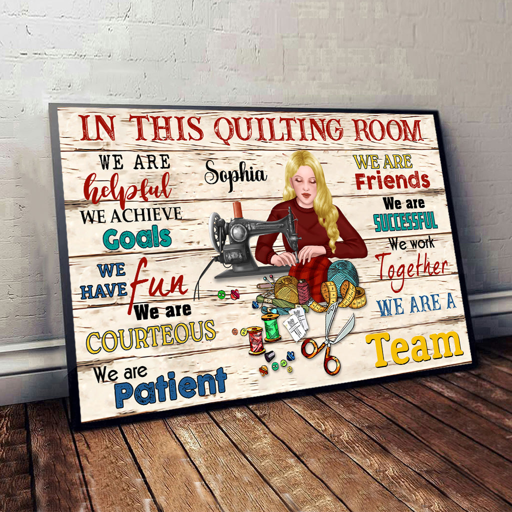 In This Quilting Room - Personalized Quilting Canvas And Poster