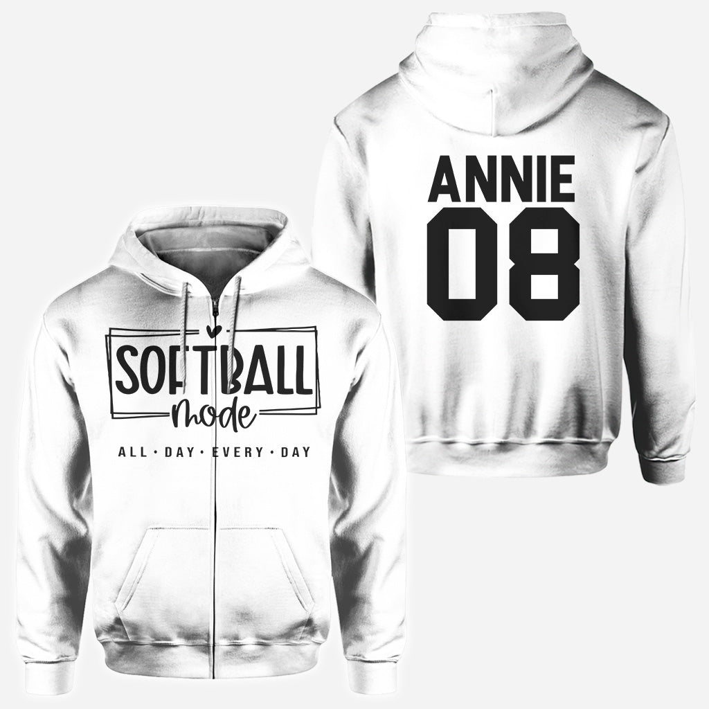 Sofball Mode All Day - Personalized Softball All Over Shirt