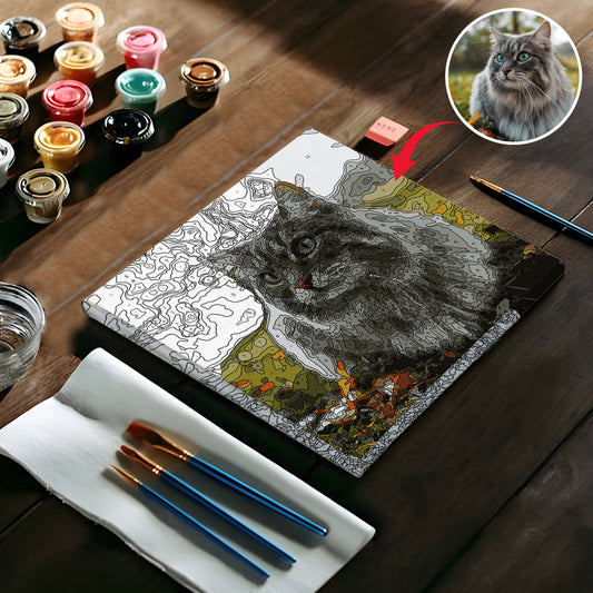 Custom Photo - Personalized Cat Paint By Numbers Kit