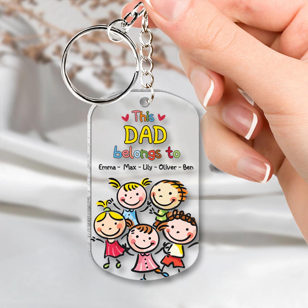 This Grandpa Belongs To - Gift for grandpa, grandma, mom, dad, uncle, aunt, brother, sister - Personalized Keychain