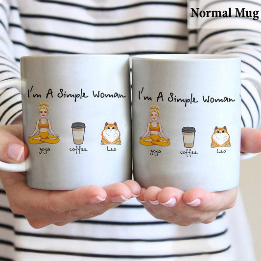 I'm A Simple Woman - Yoga gift for dog lover, cat lover, cat lover - Personalized Mug