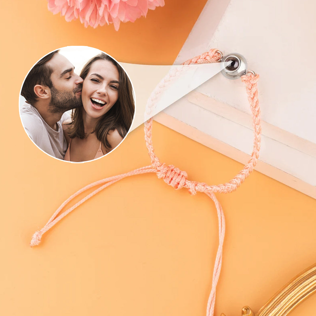 Sun Flower Custom Photo Projection Charm - gift for who lost a loved one - Personalized Projection Bracelet