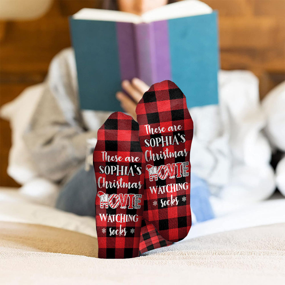 Christmas Movie Watching Socks - Personalized Christmas Socks