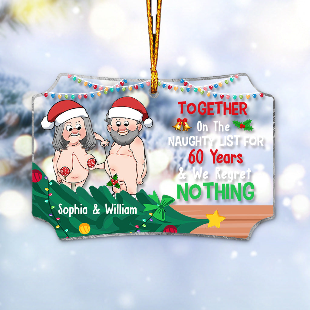 Together On The Naughty List - Personalized Couple Transparent Ornament