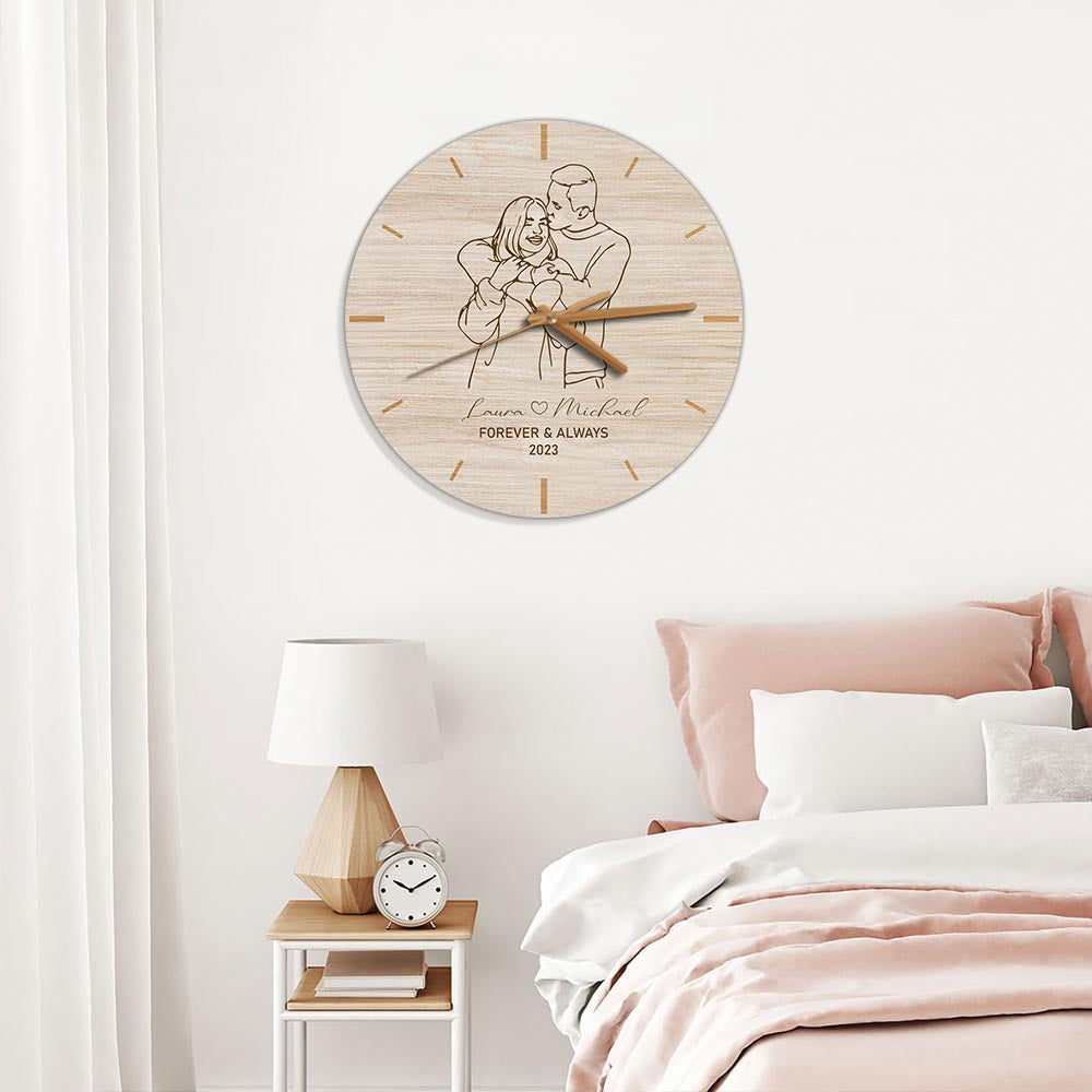 Forever And Always - Personalized Couple Wall Clock