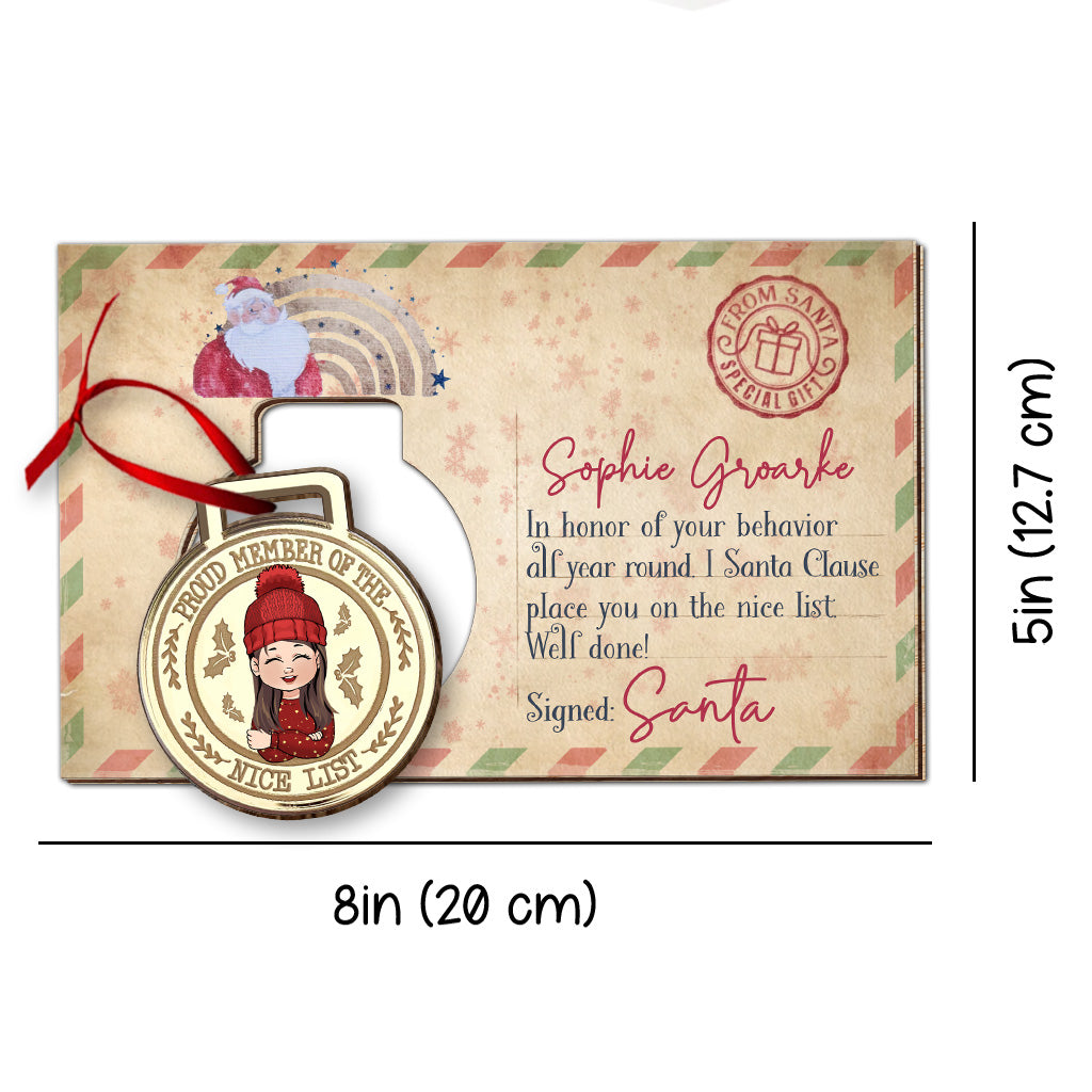 Nice List Medal - Personalized Kid Pop Out Ornament