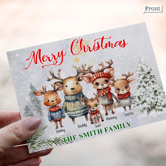 Merry Christmas Reindeer - Personalized QR Greeting Card