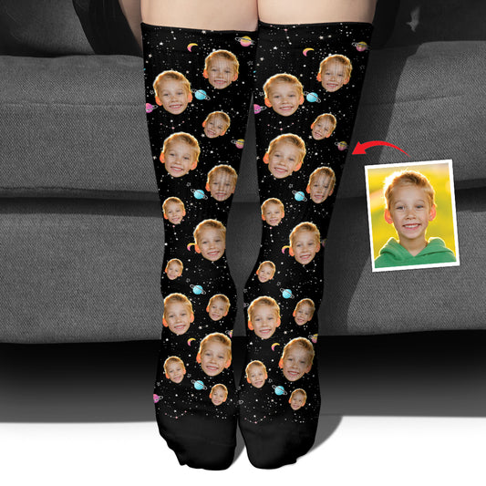 Custom Face Galaxy - Personalized grandson Socks