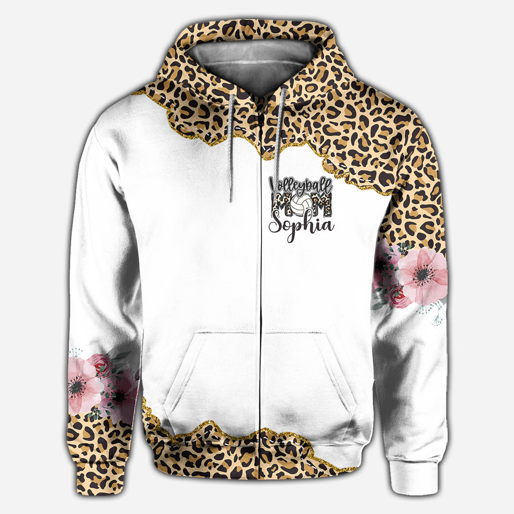 Volleyball Mom Leopard - Personalized Volleyball All Over Shirt