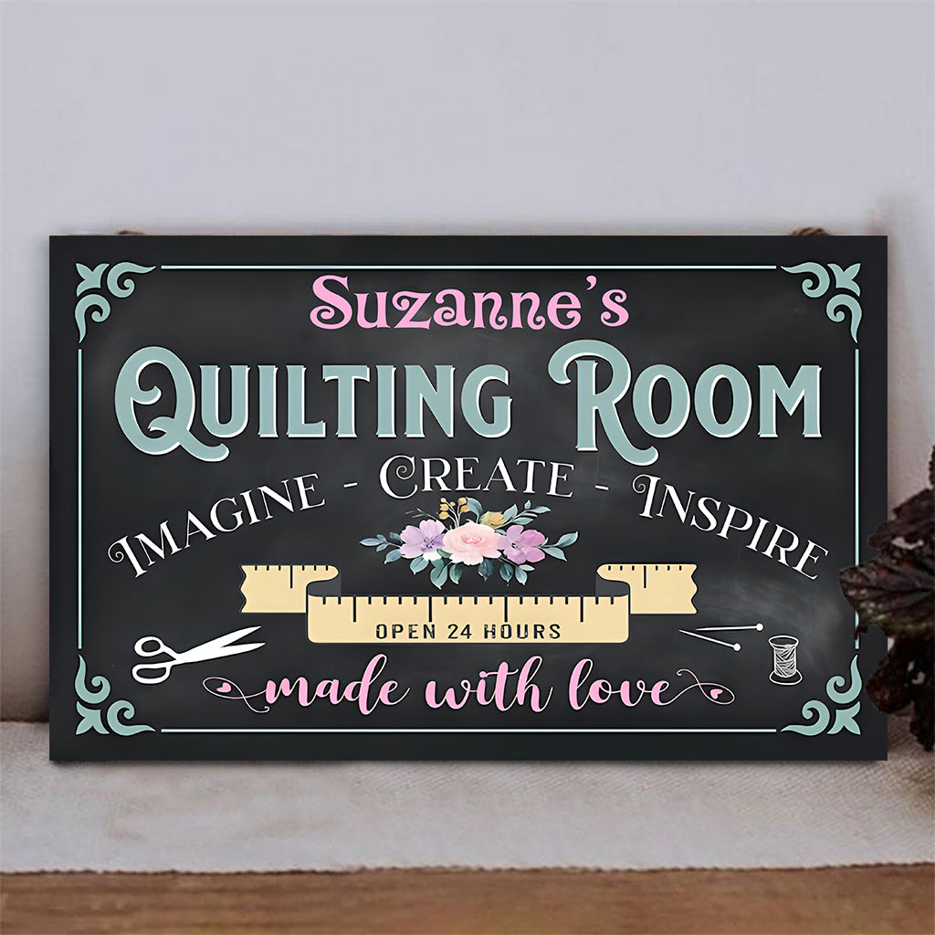 Quilting Room - Personalized Quilting Rectangle Wood Sign