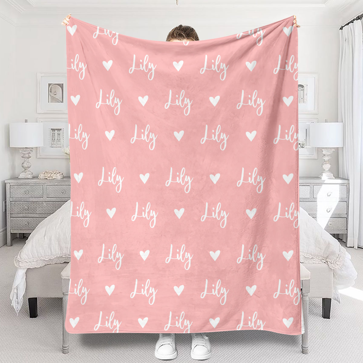 Custom Name Heart Pattern - Personalized Step Mom Blanket