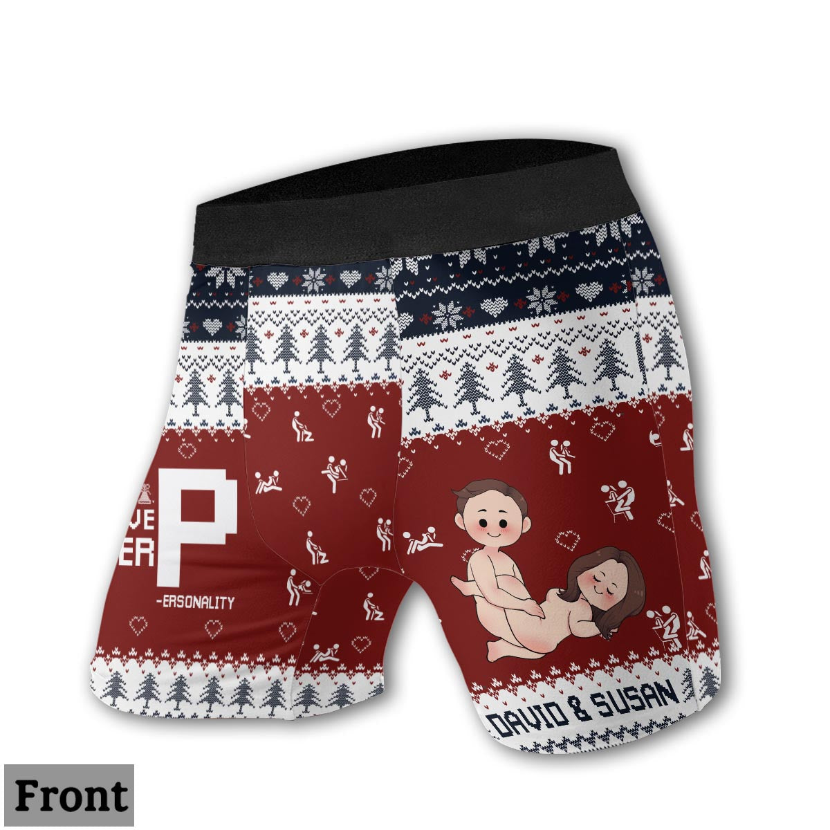 I Love Her P I Love His D - Personalized Couple Women Briefs & Men Boxer Briefs