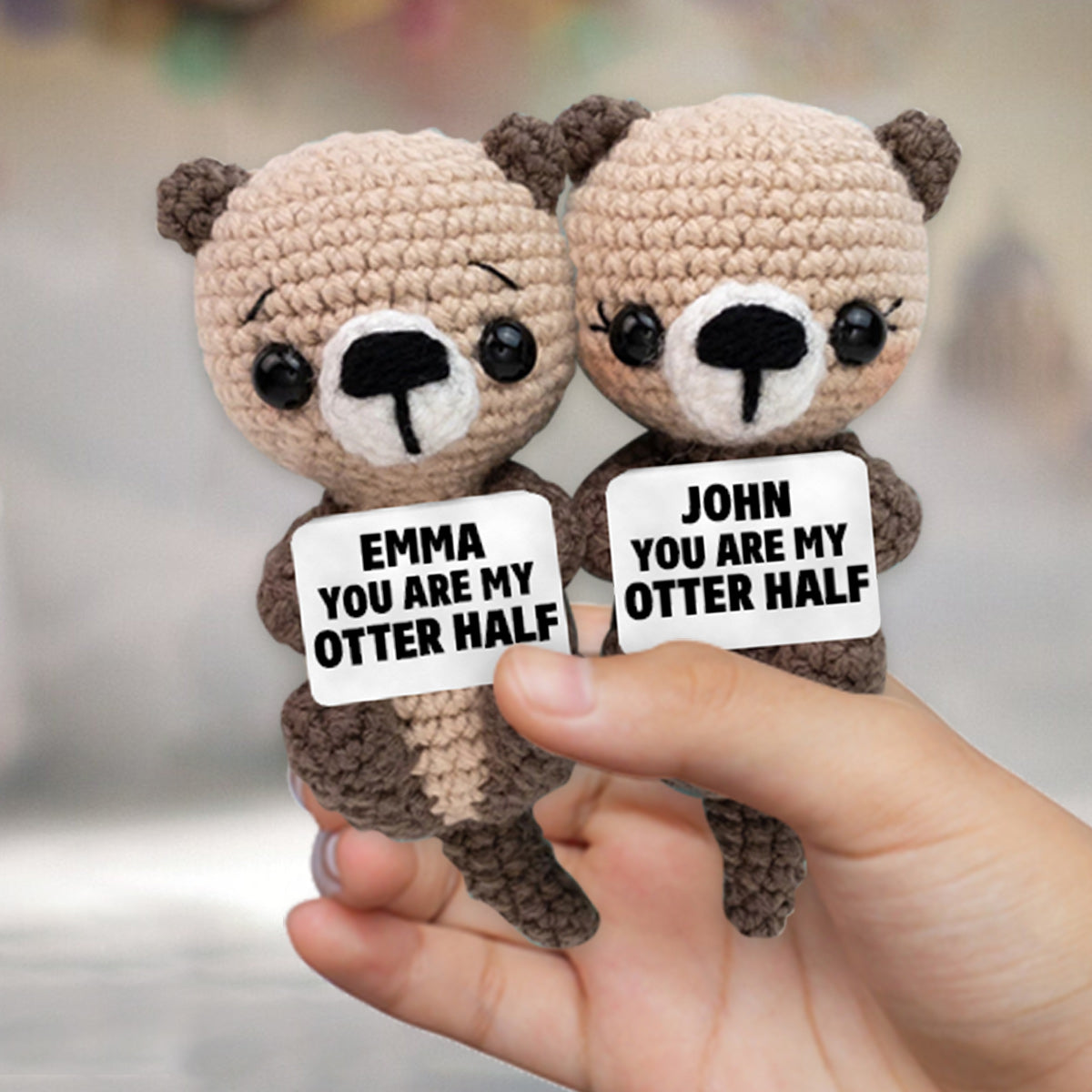 You Are My Otter Half - Personalized Couple Hand Knitted Figurine