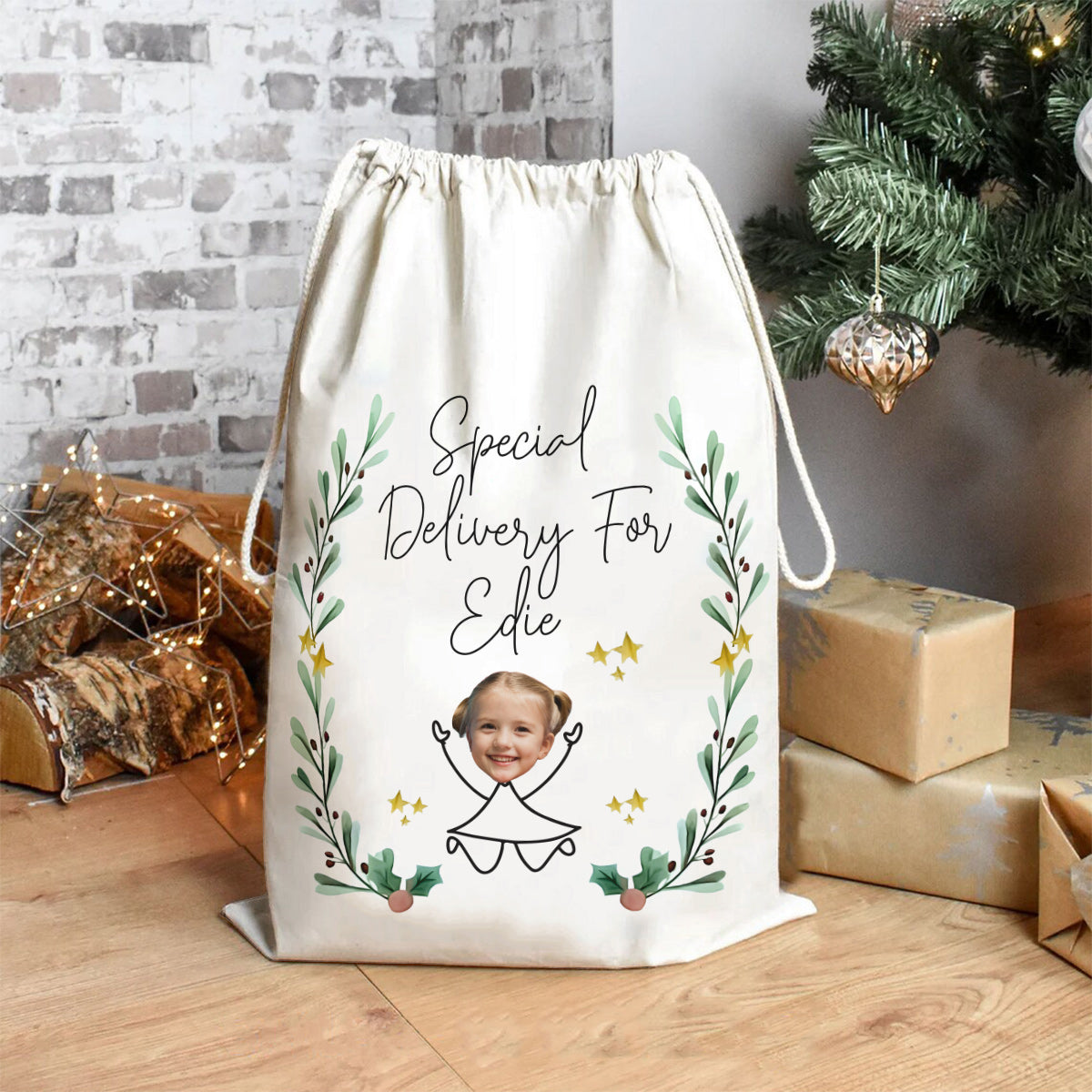 Special Delivery For - Personalized Kid Drawstring Tote Bag