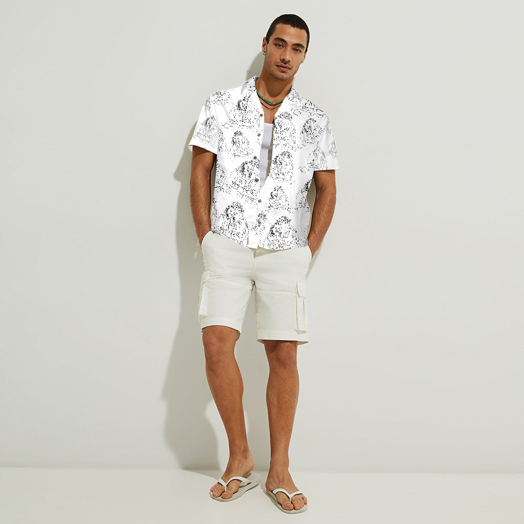 Custom Couple Line Drawing - Boyfriend and Girlfriend gift for boyfriend - Personalized Hawaiian Shirt