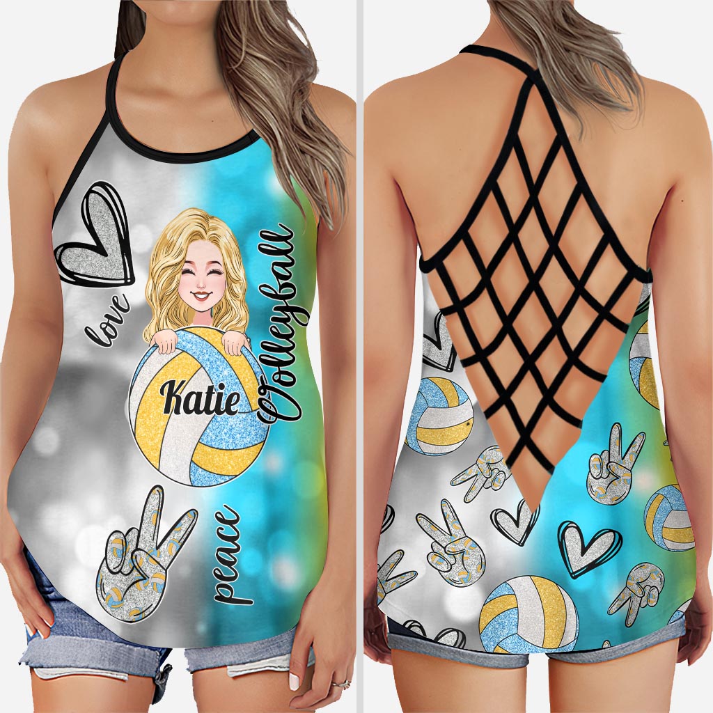 Cool Volleyball Mom - Personalized Volleyball Cross Tank Top