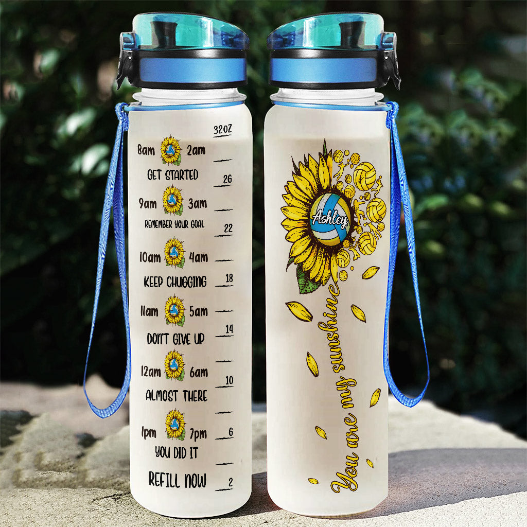 You Are My Sunshine Volleyball - Personalized Volleyball Water Tracker Bottle