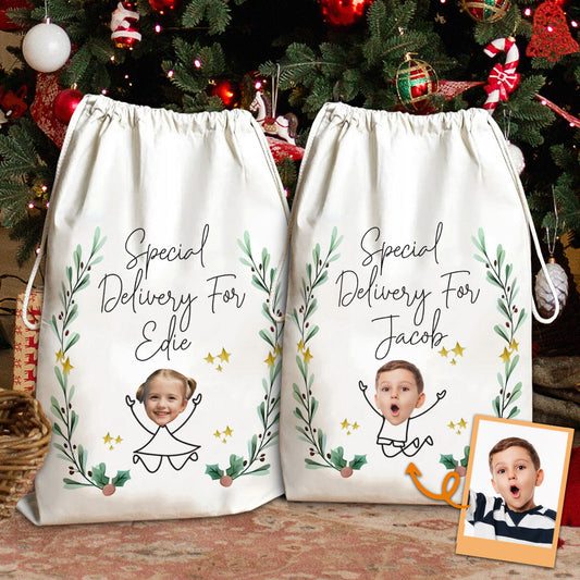 Special Delivery For - Personalized Kid Drawstring Tote Bag