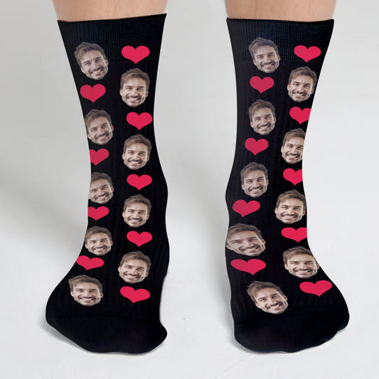Custom Face Heart Pattern - Personalized Uncle Socks