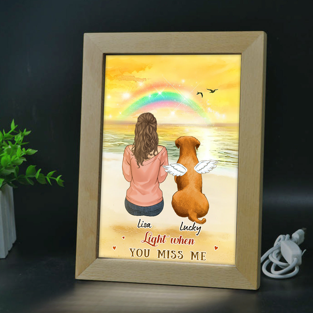 Light When You Miss Me - Personalized Cat Light Photo Frame