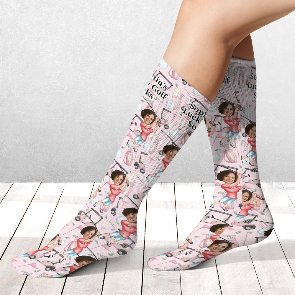 Photo Inserted Funny Golfer - Personalized Golf Socks