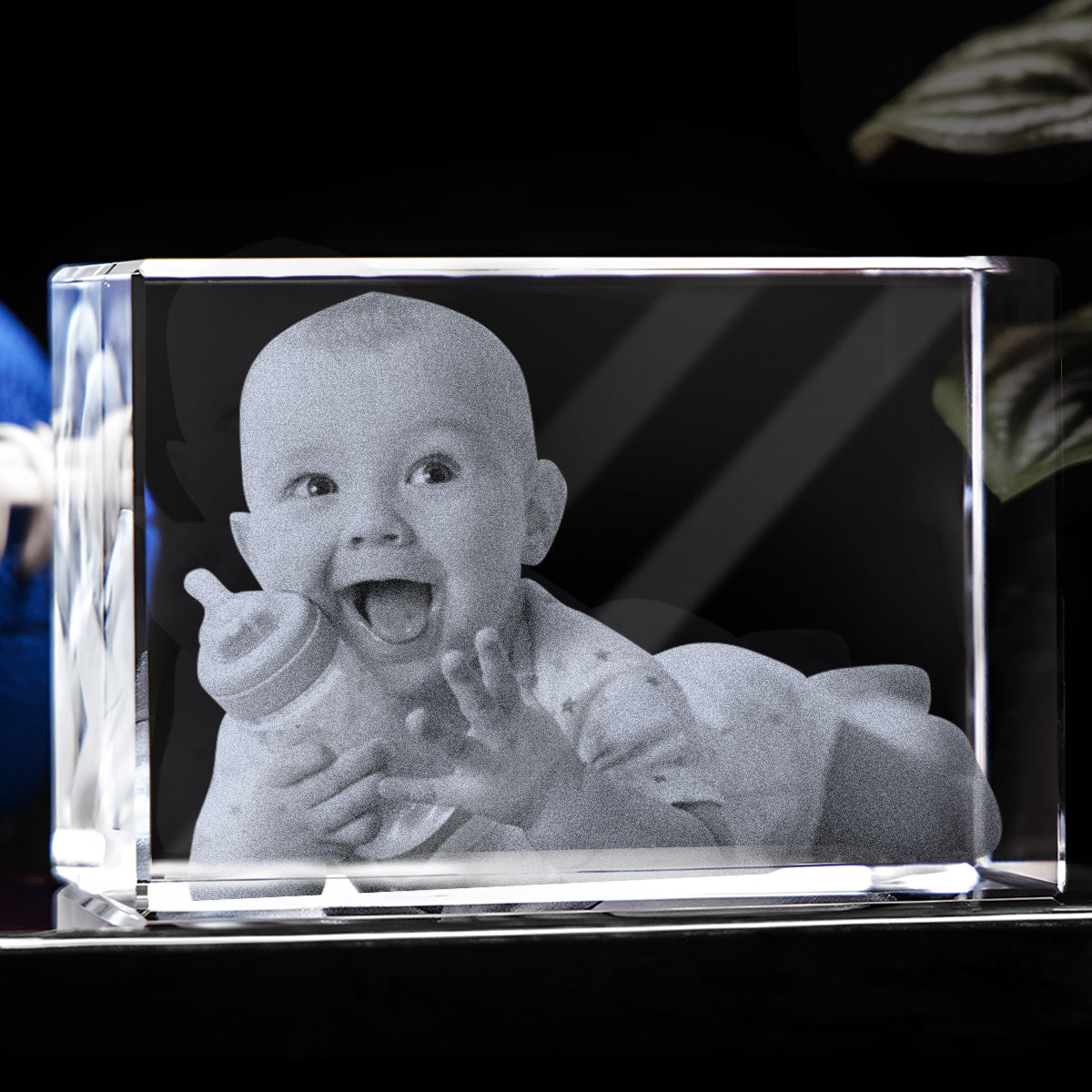 Custom Photo - Personalized Newborn Laser Engraving 3D Cuboid Shaped Crystal Lamp