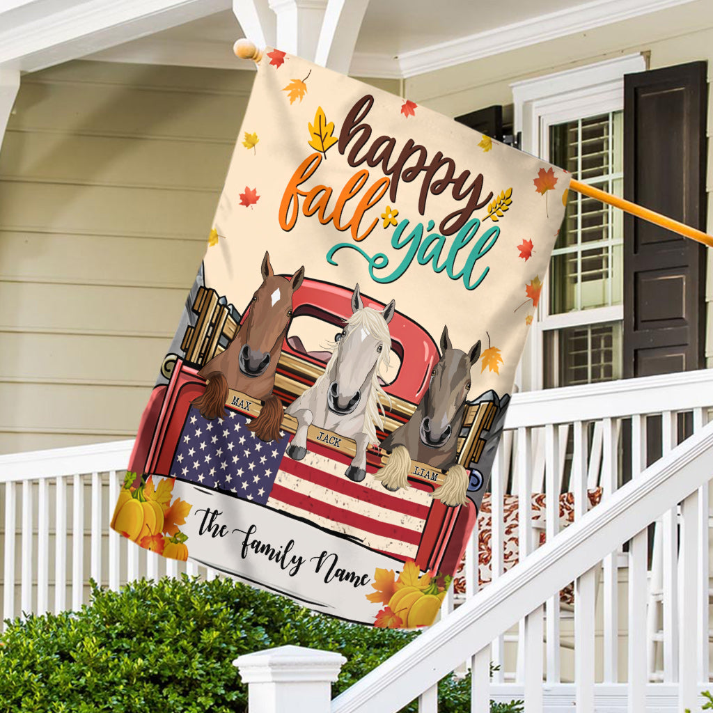 Happy Fall Y'all - Personalized Horse House Flag
