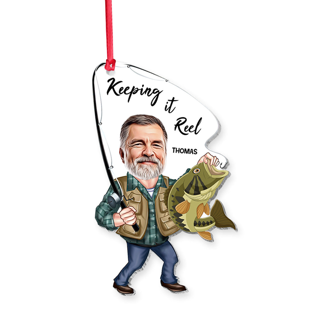 Photo Inserted Funny Fishing Keeping It Reel - Personalized Fishing Transparent Ornament