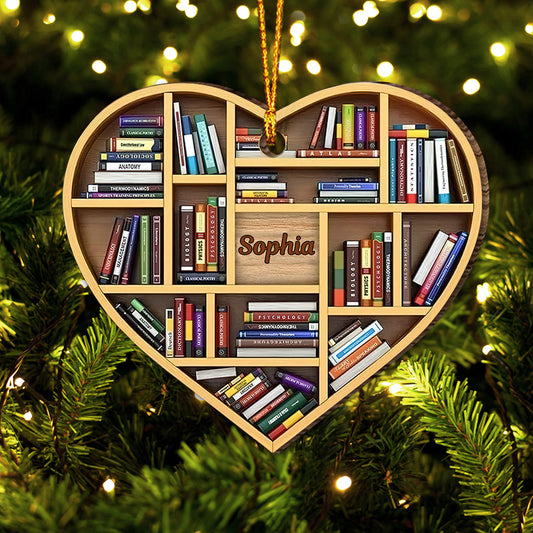 Bookshelf Heart - Personalized Book Ornament