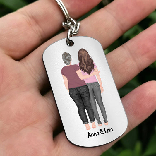 The True Definition Of A Mother - Gift for Step Mom - Personalized Stainless Steel Keychain