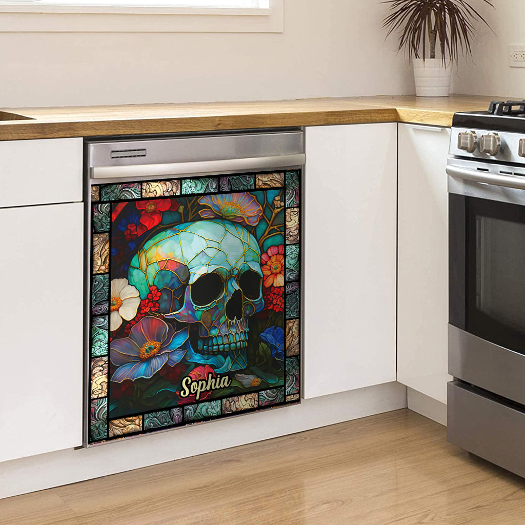 Floral Skull - Personalized Skull Dishwasher Cover