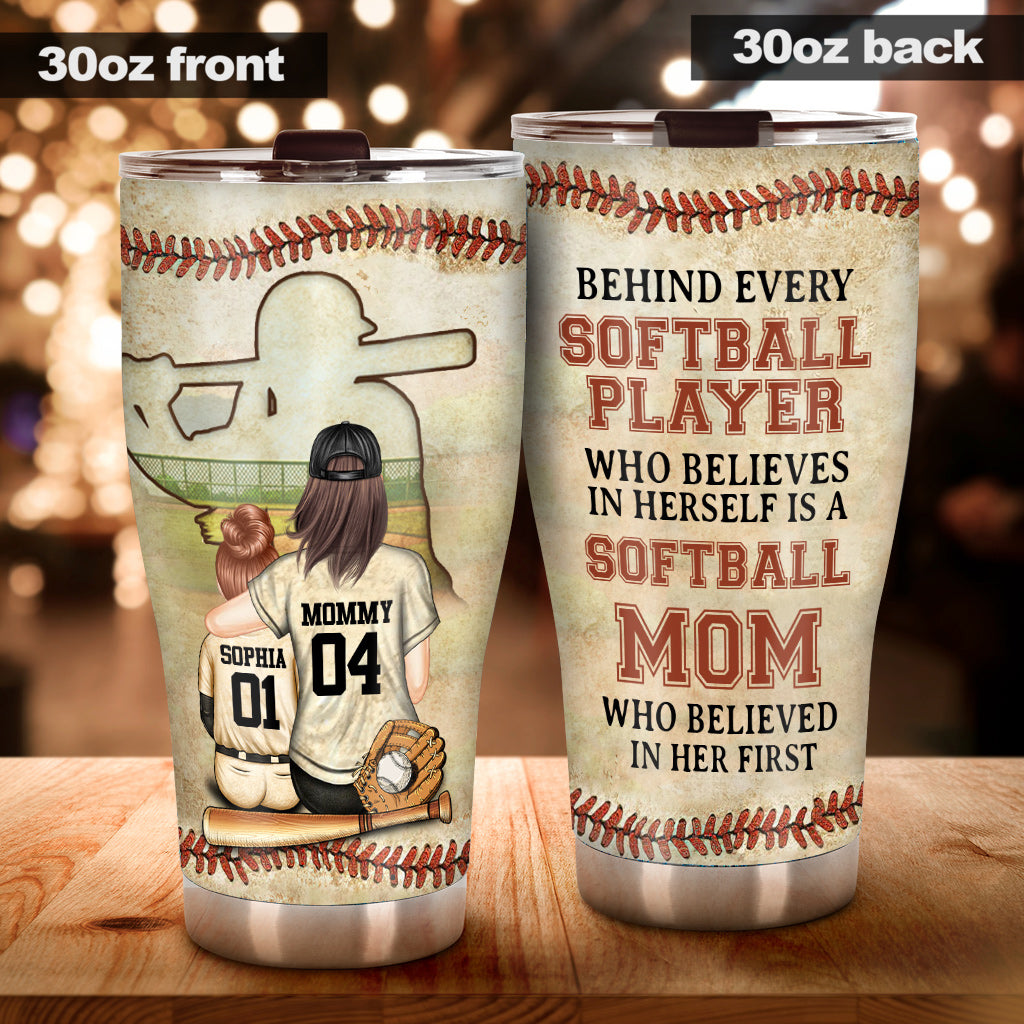 Softball Mom Believe - Personalized Softball Tumbler