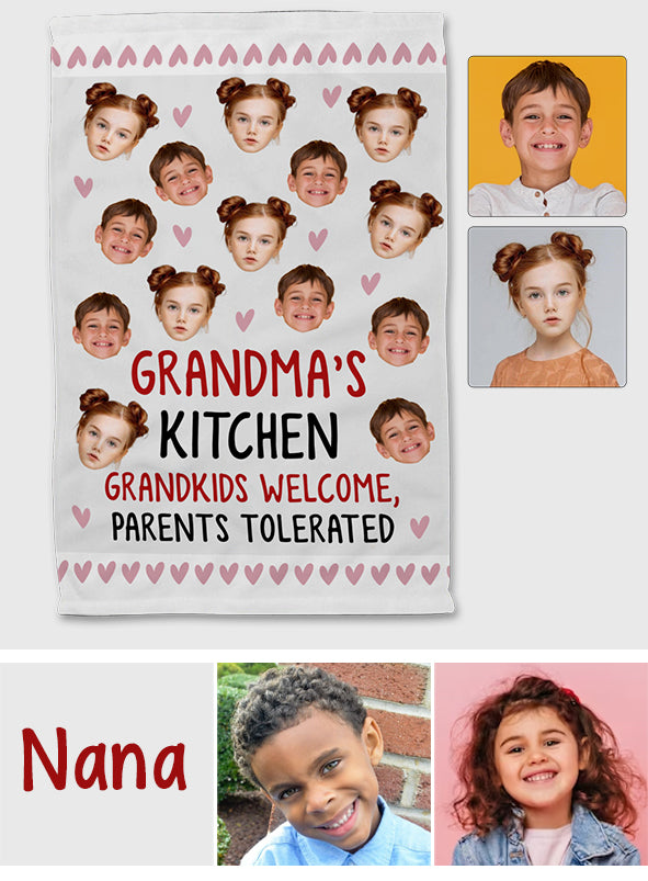 Grandma's Kitchen Grandkids Welcome Parents Tolerated - Gift for grandma - Personalized Towel