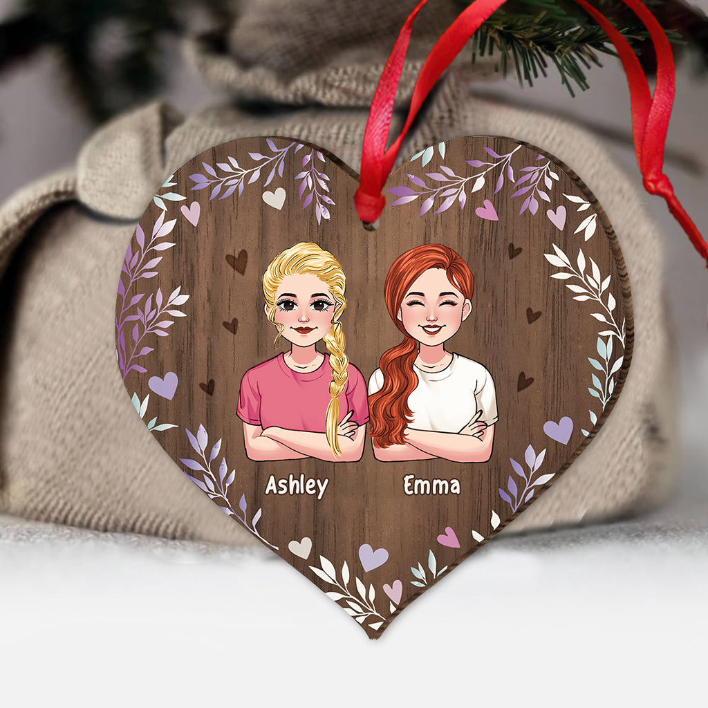 Sisters Connected By Heart - Personalized Sister Ornament