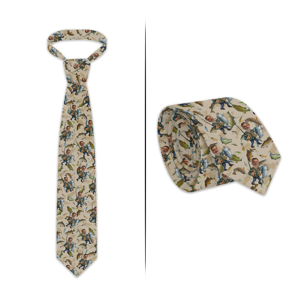 Photo Inserted Funny Fishing - Personalized Fishing Necktie