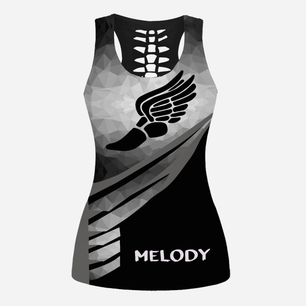 I Won't Quit Until I'm Fit - Personalized Running Hollow Tank Top and Leggings