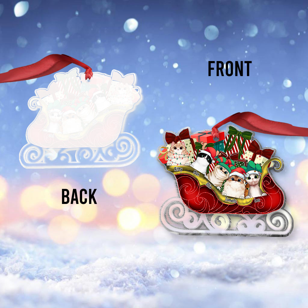 Merry Christmas - Personalized Cat Transparent Ornament