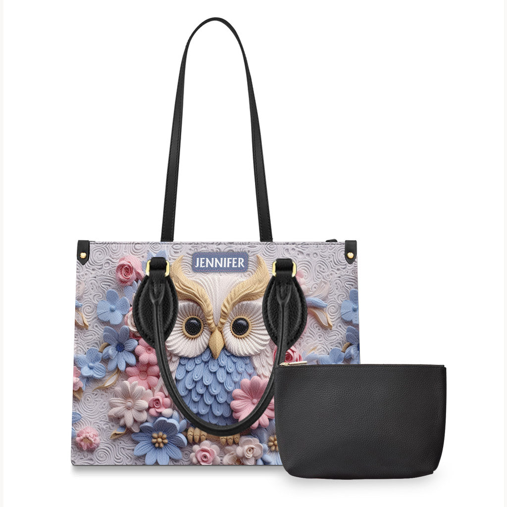 Beautiful Owl - Personalized Owl Leather Handbag
