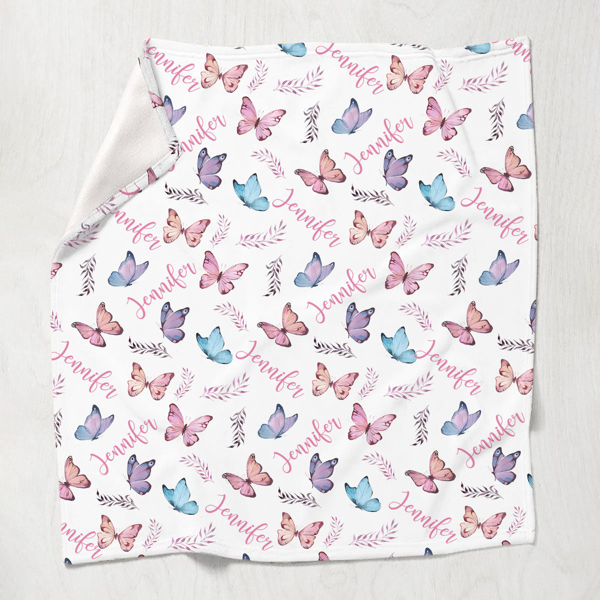 Butterfly Custom Name - Personalized Bestie Blanket