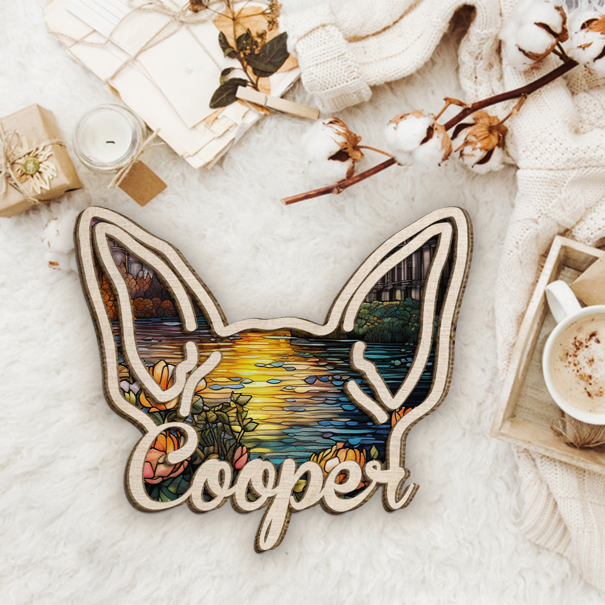 Dog Ears - Gift for dog lovers - Personalized 2 Layered Wood Sign / Wood Plaque