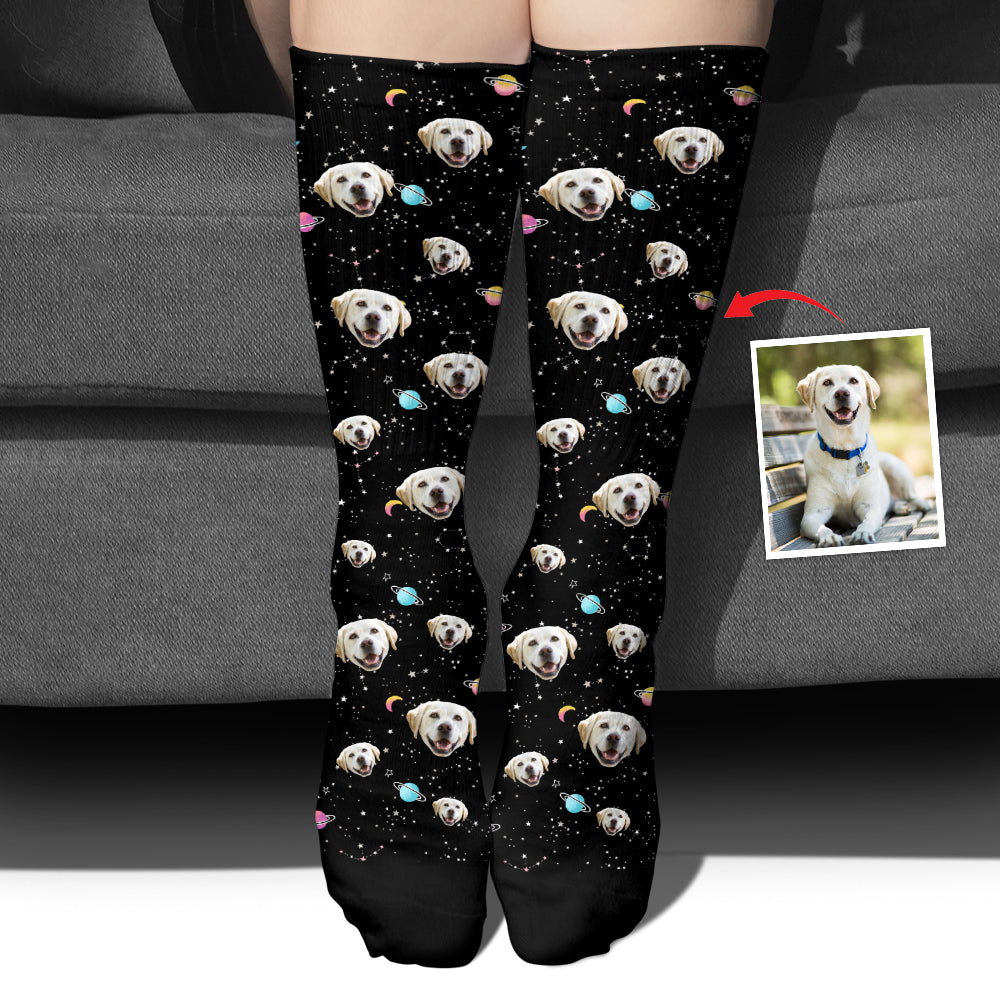 Custom Face Galaxy - Personalized Dog Socks