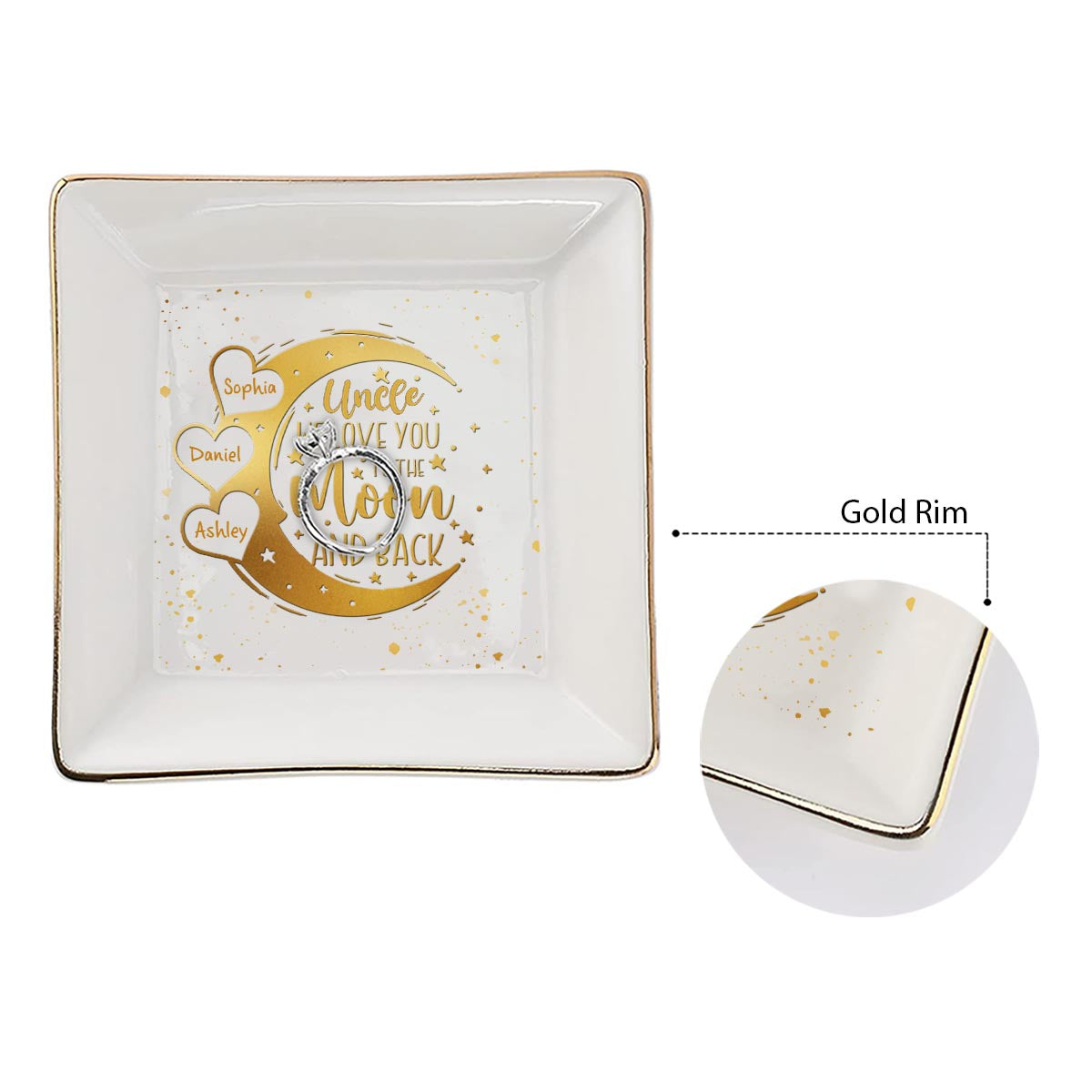I Love You To The Moon And Back - Gift for mom, grandma, grandpa, uncle, aunt, dad - Personalized Jewelry Dish