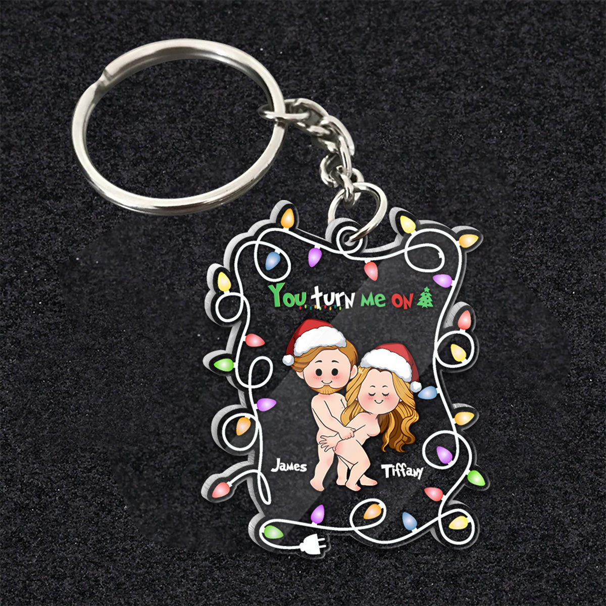 You Turn Me On - Personalized Couple Transparent Keychain