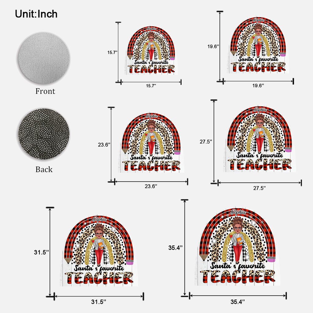 Santa's Favorite Teacher - Personalized Teacher Shaped Doormat