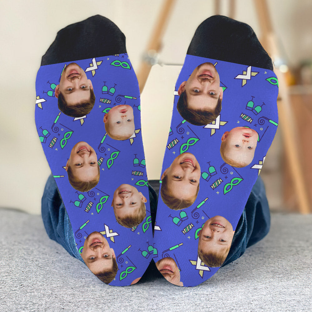 Custom Face Party Pattern - Personalized Family Socks