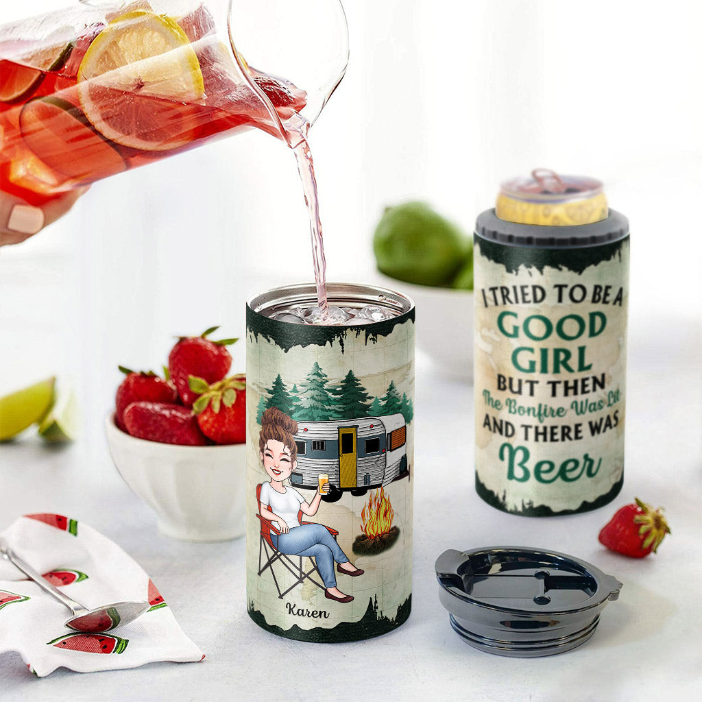 I Tried To Be A Good Girl - Personalized Camping Can Cooler