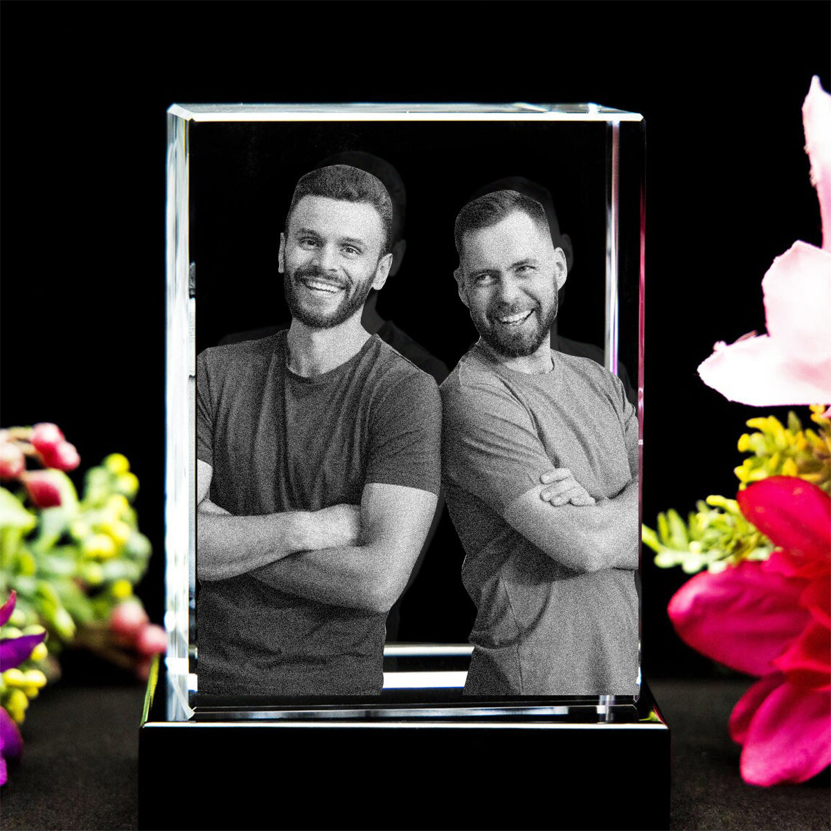 Custom Photo - Personalized grandson Laser Engraving 3D Cuboid Shaped Crystal Lamp