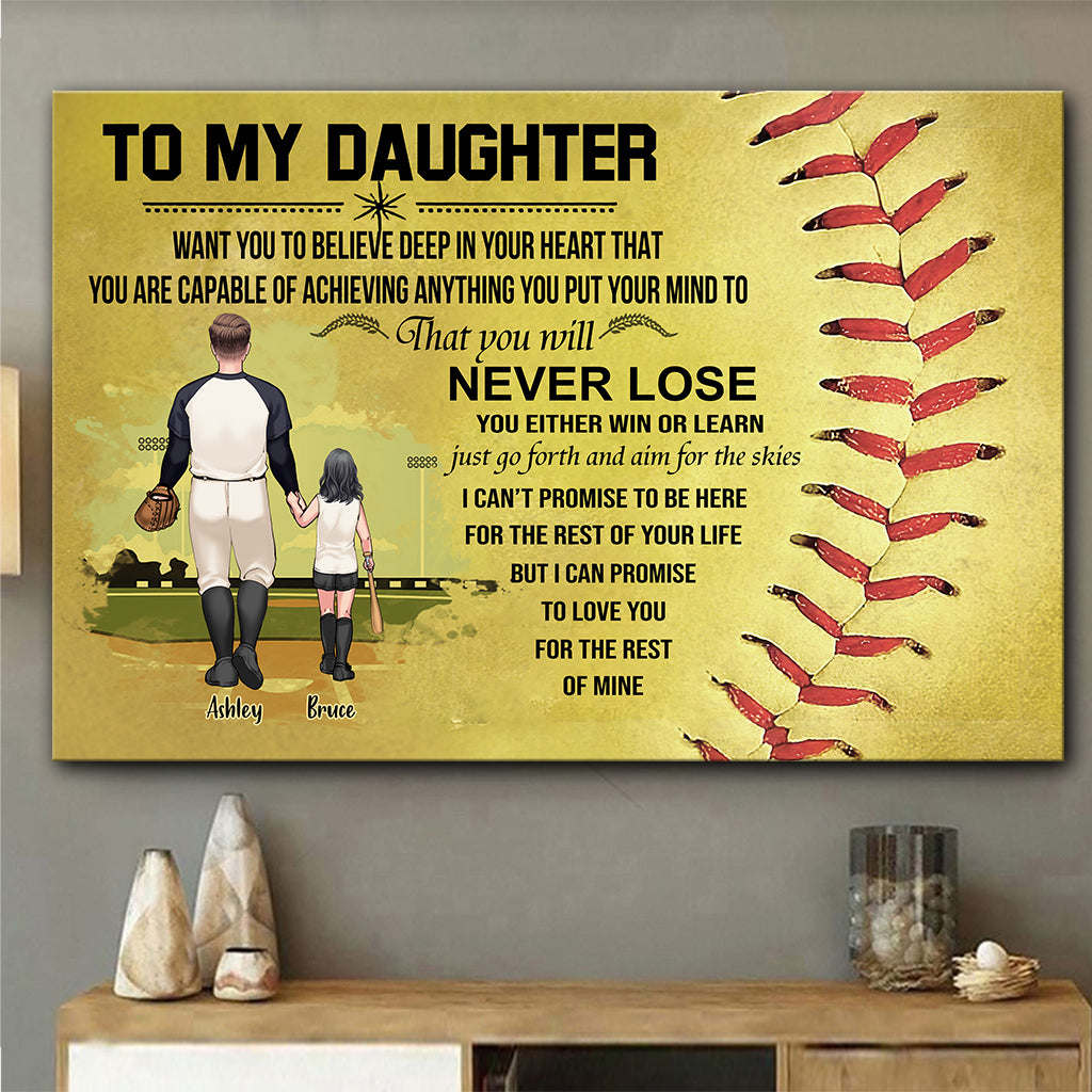 You Will Never Lose - Personalized Softball Canvas And Poster
