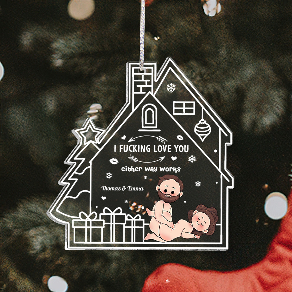 I love You - Personalized Couple Transparent Ornament